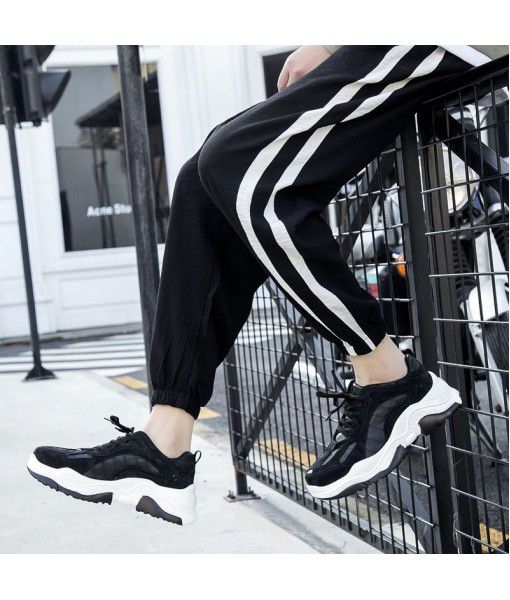 2020 new daddy's shoes men's ins fashion black youth port style breathable low help versatile fashion sports casual shoes