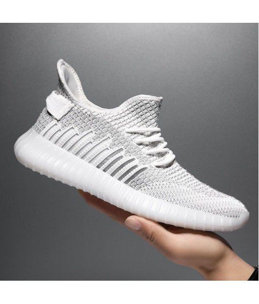 Spring and summer 2020 new fly woven shoes men's mesh breathable casual shoes Korean fashion all-around coconut shoes sports shoes trend