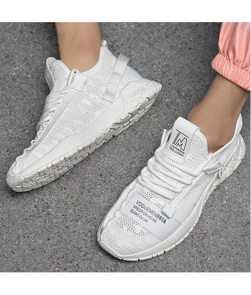 2020 summer new style men's shoes breathable thin fly woven shoes mesh cutout light men's sports shoes coconut shoes trend