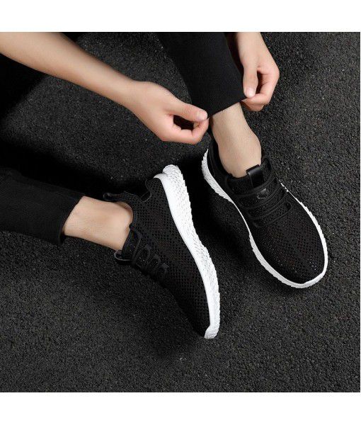 2020 summer new coconut shoes men's mesh breathable hollow fly woven shoes Korean Trend casual running shoes