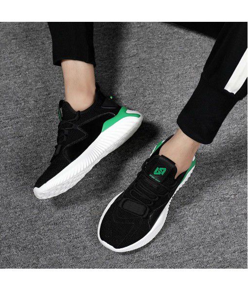 Men's shoes 2020 new summer breathable fly woven shoes Korean version mesh cutout coconut shoes light comfortable running shoes trend