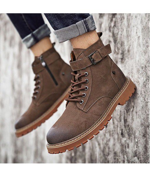 Martin boots, men's autumn Korean trend, couple's short boots, retro style, large leather boots, high top desert tooling shoes