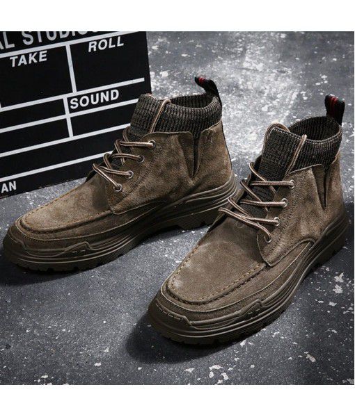 New winter Martin boots British retro fashion men's shoes all in one high top shoes Korean outdoor boots