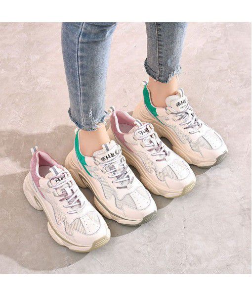 Spring 2020 new students' small white shoes women's Korean version of INS father shoes women's heightening thick soled sports leisure shoes trend