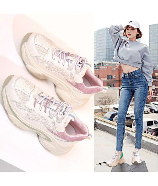 Spring 2020 new students' small white shoes women's Korean version of INS father shoes women's heightening thick soled sports leisure shoes trend