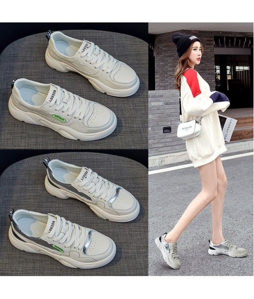 Shoes women's spring 2020 fashion leather small white shoes women's ins dad fashion shoes women's sports leisure single shoes women