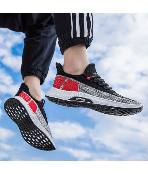 Combination men's shoes new foreign trade trend in spring 2020, all kinds of mesh flying weaving ins breathable casual coconut shoes
