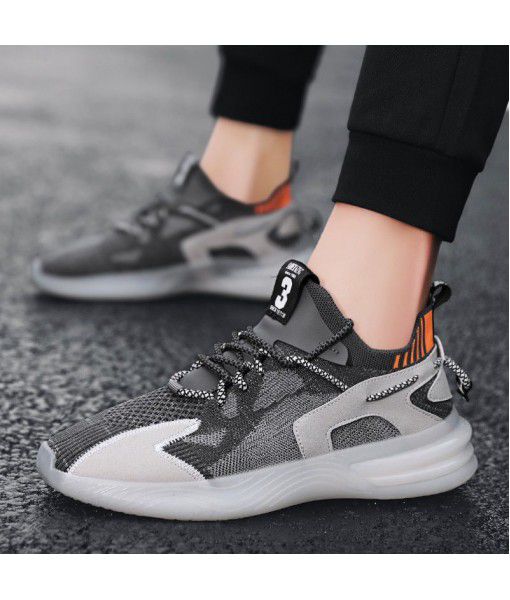 Fish silk fly weave coconut shoes men 's 2020 new foreign trade men' s shoes air permeability running shoes jelly bottom tide shoes leisure travel