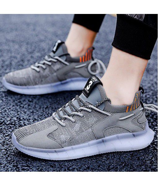 Men's shoes spring and summer new 2020 foreign trade transparent bottom leisure Korean style breathable sports fly woven coconut shoes