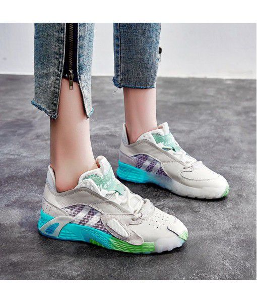 Shoes women's spring 2020 leather small white shoes female star same breathable mesh dad sports casual shoes summer