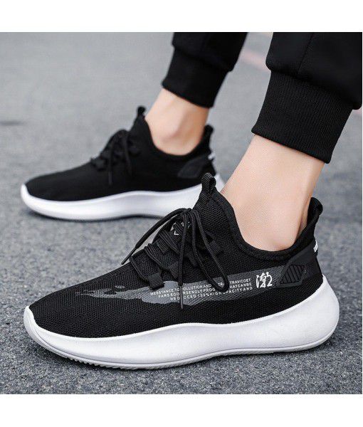 Flying coconut shoes men's new style breathable leisure sports shoes in spring and summer 2020 thick bottom trend men's shoes foreign trade