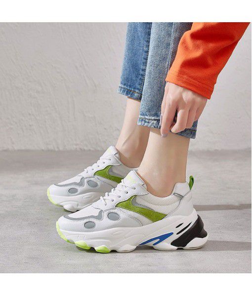 Spring 2020 new ins sports shoes female students Korean version Street Photo heightening casual shoes female versatile old father shoes female
