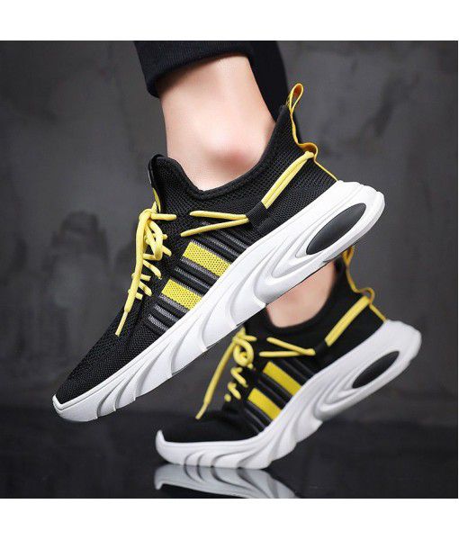 Factory direct sales foreign trade fly woven coconut shoes 2020 summer new trend breathable mesh casual sports men's shoes