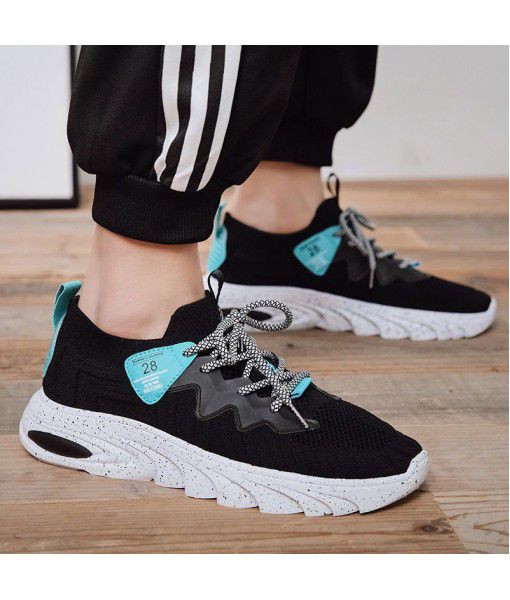 Foreign trade summer coconut men's shoes 2020 new type flying woven breathable sports shoes leisure thick bottom youth white tide shoes