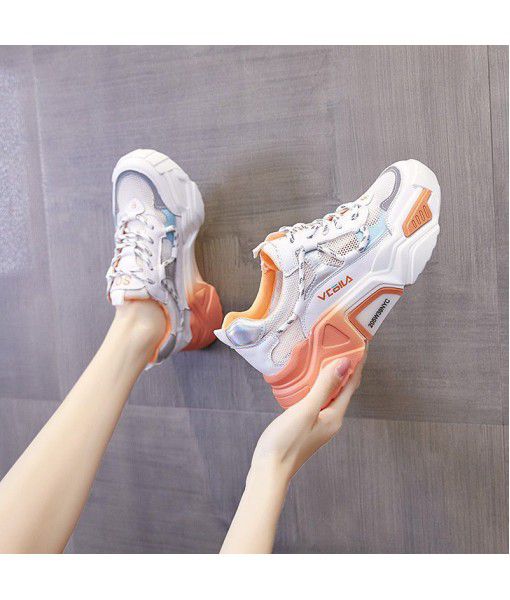 Leather mesh shoes for girls a new style of INS fashion student leisure sports single shoes for girls in 2020 summer