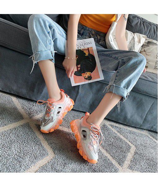 Leather laodade shoes women 2020 new summer mesh breathable casual all-in-one fashion