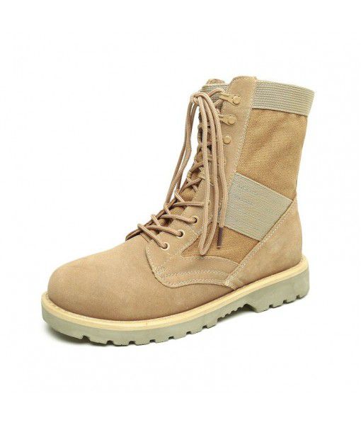 Tooling shoes couple leather waterproof desert Martin boots women's frosted leather army boots outdoor medium high top British short boots