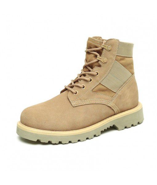 Tooling shoes couple leather waterproof desert Martin boots women's frosted leather army boots outdoor medium high top British short boots