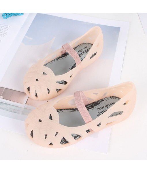 Lovely girls' sandals jelly shoes Baotou hollow out beach shoes middle school children's Non Slip breathable Princess fashion casual shoes