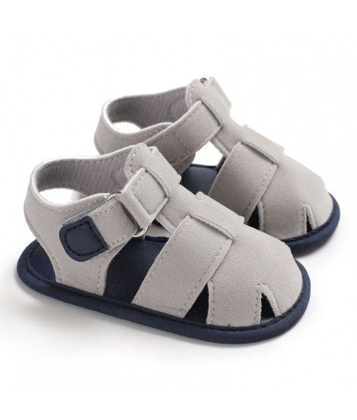 Summer sandals 0-1-year-old toddler shoes Baotou anti kick baby shoes soft soled baby shoes