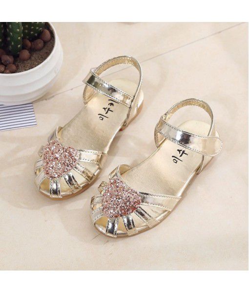 2017 summer new girls' Princess sandals Korean children's beach shoes love fashion baby shoes Taobao pop