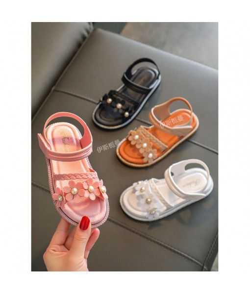 Girls' sandals summer 2021 new girls' princess shoes fashion breathable soft bottom beach antiskid sandals