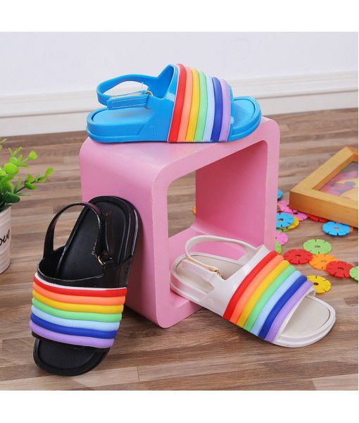 Minielisa Melissa's same jelly children's shoes men's and women's treasure children's Rainbow sandals
