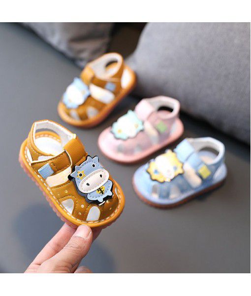 Baby sandals 0-2 years old 1 Baby Toddler sandals light soft bottom Baotou sandals 6-12 months tide