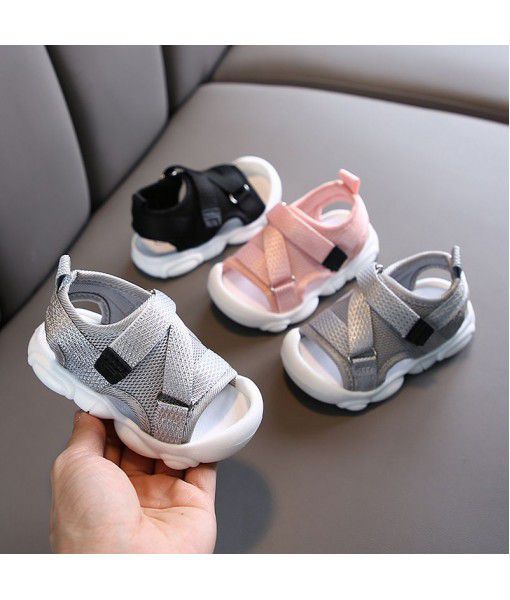 Children's sandals 2021 summer new boys' and girls' beach shoes soft bottom Baby Toddler shoes Baotou mesh surface