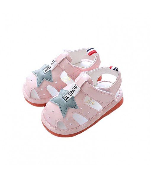 2022 summer new boys' open toe whistled baby sandals 0-1-2 years old leather baby shoes 2133