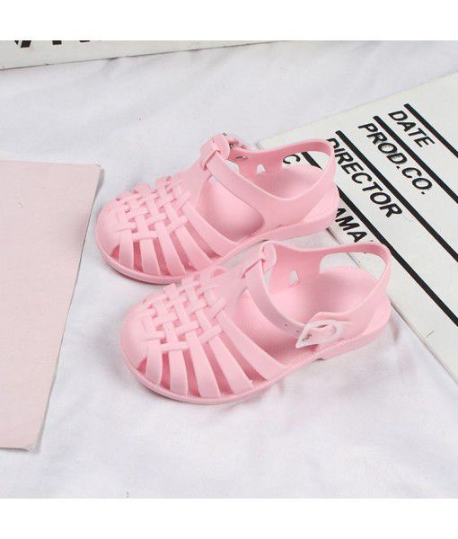 Heli shark new fashion solid color buckle hollowed out cool children's shoes flat bottom leisure daily wear male and female baby sandals