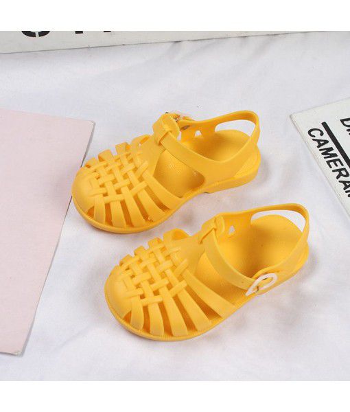 Heli shark new fashion leisure solid color buckle hollow out cool children's shoes daily flat sandals for boys and girls