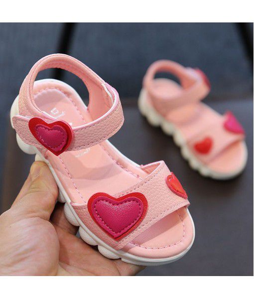 2022 spring and summer new children's sandals Korean fashion sandals open toe shoes magic stickers love girls' casual sandals