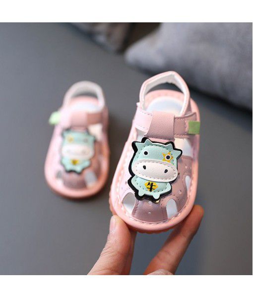 Baby sandals 0-2 years old 1 Baby Toddler sandals light soft bottom Baotou sandals 6-12 months tide