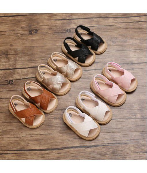 Baby shoes summer 0-1 year old male and female baby sandals soft soled Pu casual walking shoes