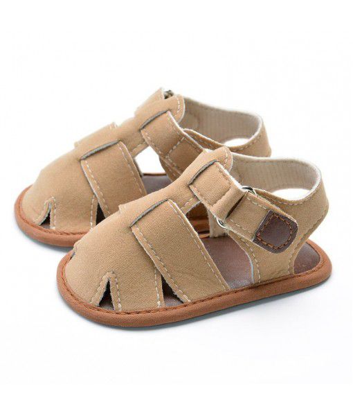 Summer new 0-1-year-old male baby Baotou sandals soft soled walking shoes baby shoes frosted leather casual shoes hot push