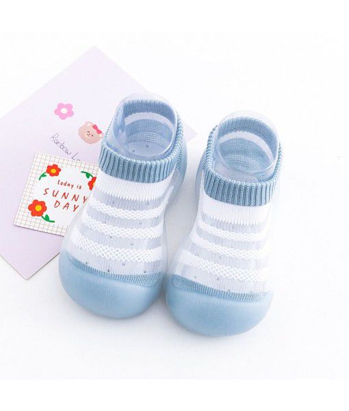Summer baby ice silk non slip socks shoes children's walking shoes sandals soft bottom breathable summer baby floor shoes thin