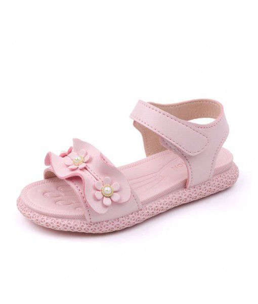 New children's summer sandals girls' soft bottom anti slip flower princess sandals baby fashion Velcro sandals