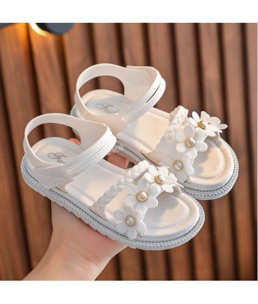Girls' sandals summer 2021 new girls' princess shoes fashion breathable soft bottom beach antiskid sandals