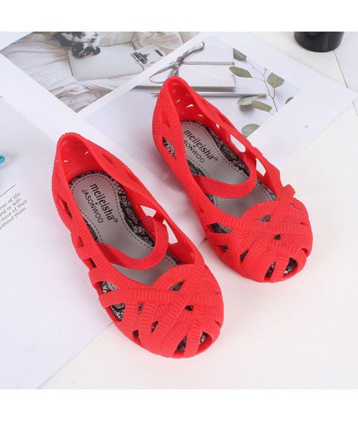 Lovely girls' sandals jelly shoes Baotou hollow out beach shoes middle school children's Non Slip breathable Princess fashion casual shoes