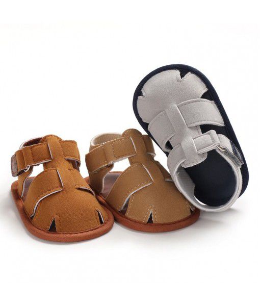 Summer sandals 0-1-year-old toddler shoes Baotou anti kick baby shoes soft soled baby shoes