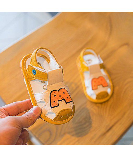 2021 summer style boys' sandals 0-2-year-old girls' walking shoes soft soled baby shoes children's one hair substitute