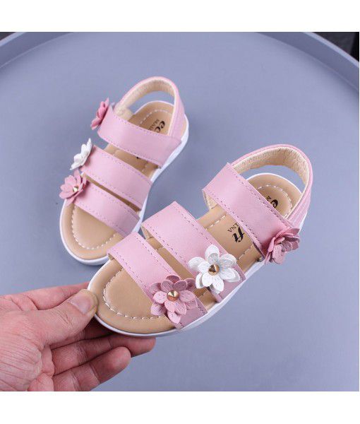 Children's summer sandals girls lovely flowers Roman shoes breathable hollow children sandals shoes 