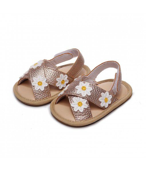 2022 new cross band floret children's and girls' sandals baby comfortable walking shoes one hair substitute