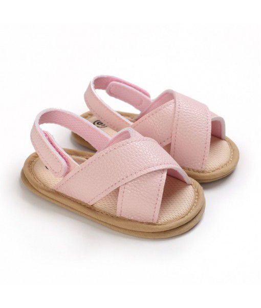 Baby shoes summer 0-1 year old male and female baby sandals soft soled Pu casual walking shoes
