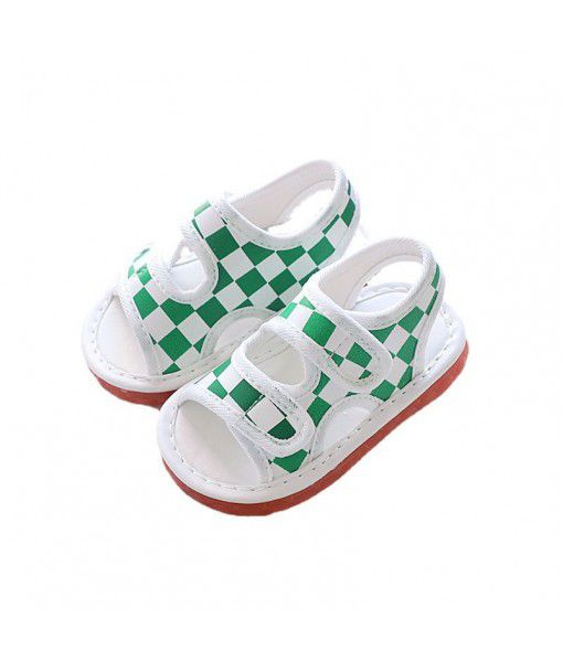 2022 summer new Korean boys' open toe whistle baby sandals 0-1-2 years old leather baby shoes 2033